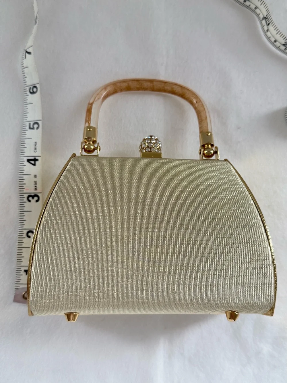 Gold Evening Handbag with Crystal Clasp